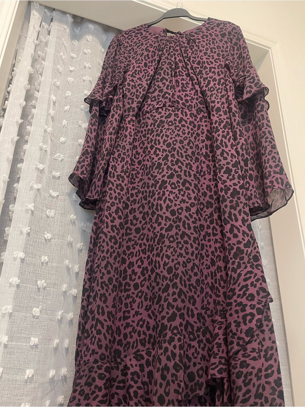 Women's Violet Leopard Print Ruffle Dress